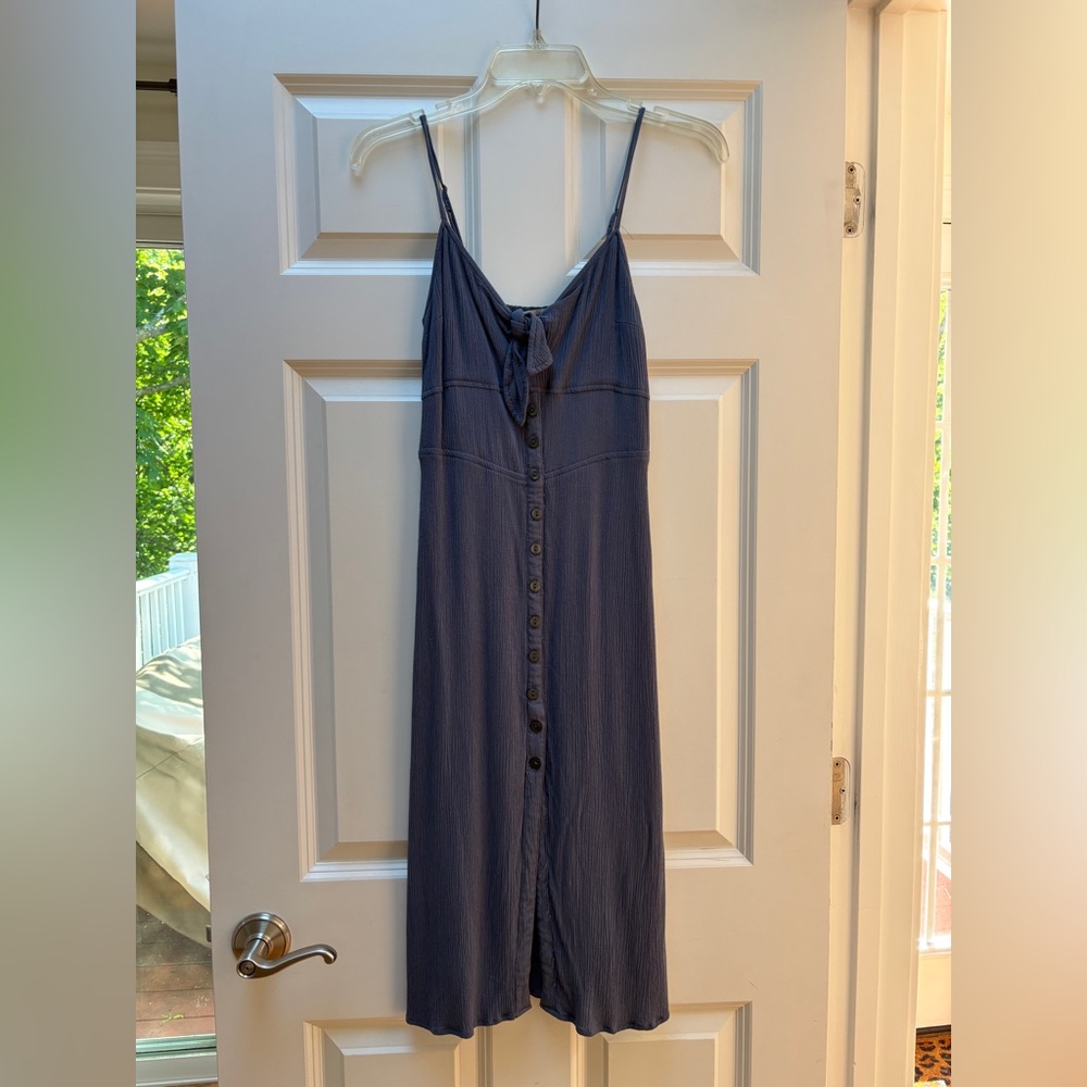 Blue Button-Down Midi Dress
